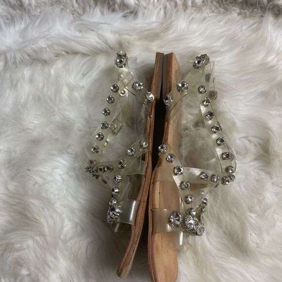 Jeffrey Campbell Rhinestone Studded Clear Strappy Sandals SZ 10 - Picture 6 of 10